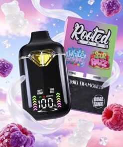 Premium Dual‑Tank Vape Pod Kit – White Gummy & Sour Razz | Rooted Labs Hybrid Flavor